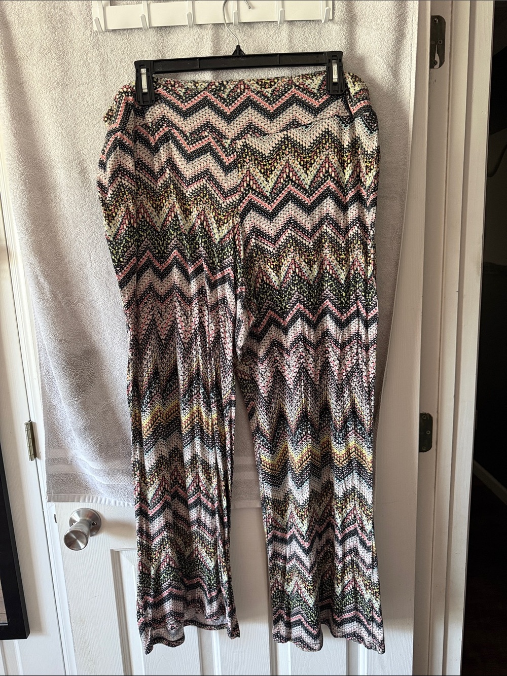 Cato Zigzag Print Wide-Leg Pants - Pink, Black, Green, Yellow